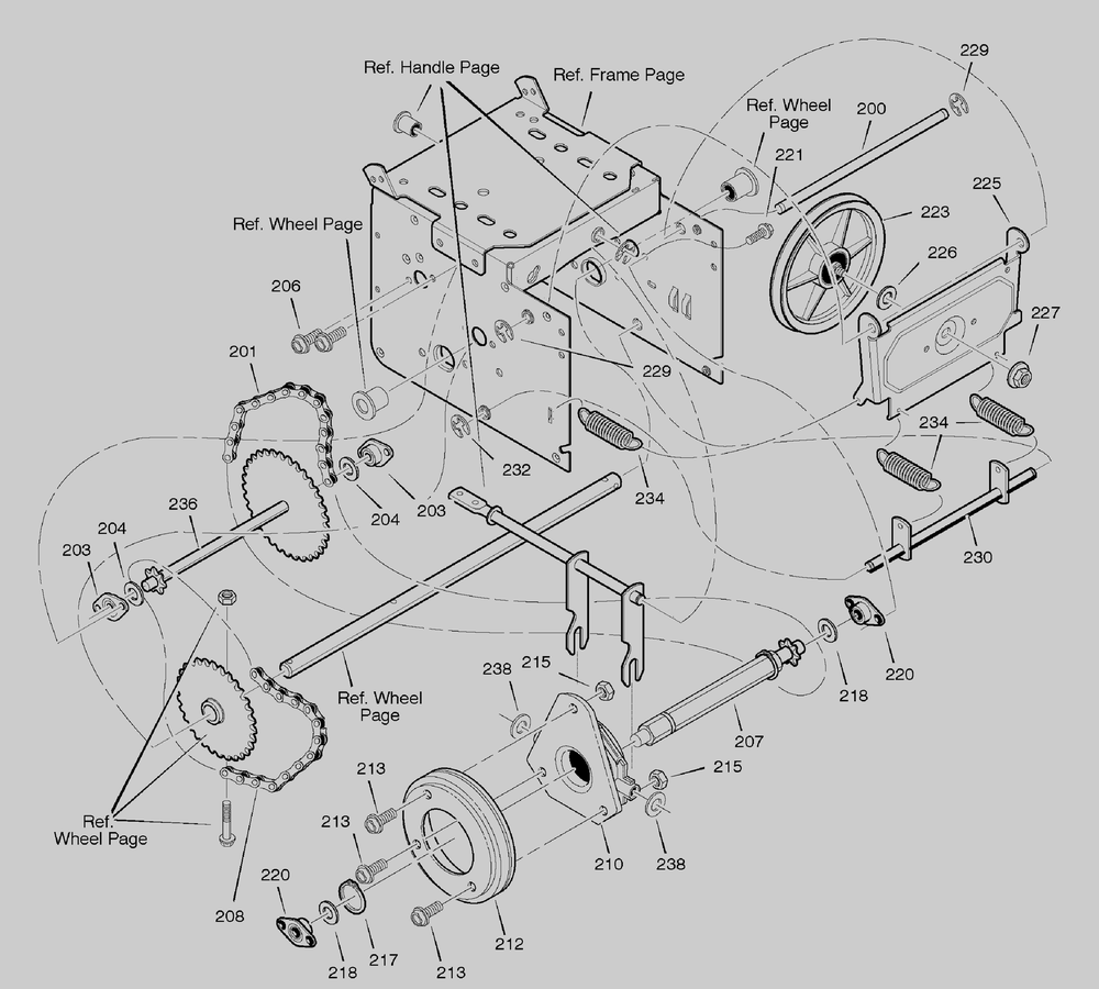 Drive Diagram and Parts List for 628102X16A 2005 Briggs and Stratton Snow Blower